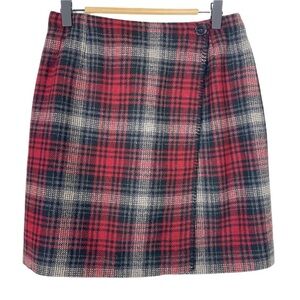 HERMAN GEIST Vintage Wool Blend Y2K Academia Plaid Mini Skirt 4P